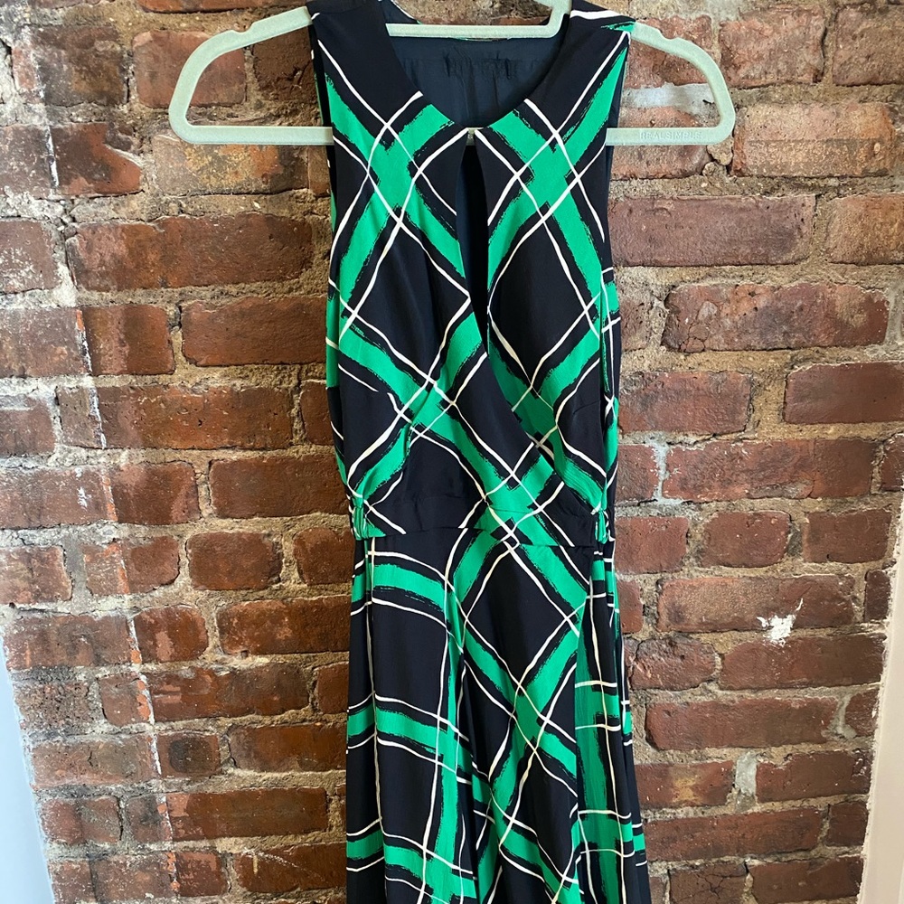 Anthropologie midi green checkered dress!